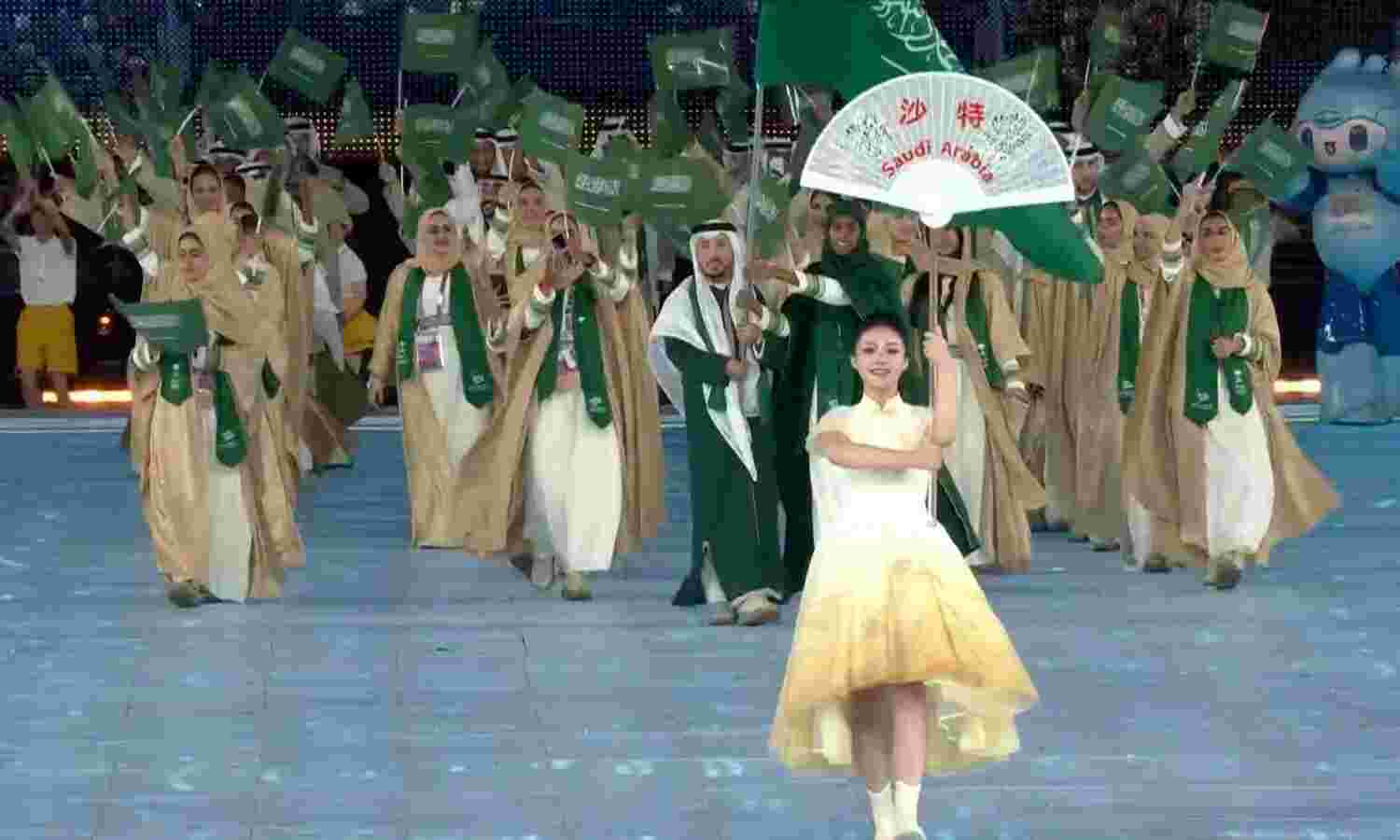 The Saudi Arabians are making their entry into the... ... Asian Games 2023 Opening ceremony live: Asian Games declared open